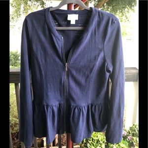 Navy blue zip up blazer